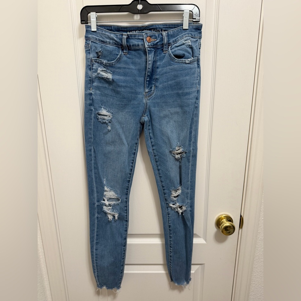 American Eagle Outfitters Light Blue Ripped Skinny Jeans